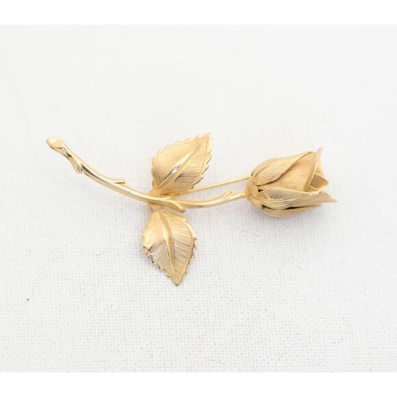 Minimalist Rose Brooch, Gold Tone Brooch, Flower Brooch, Brooch Pin - J1 - Picture 1 of 2